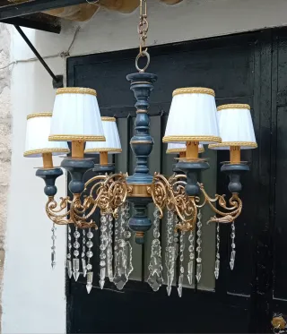 Lampadario cristallo oro e grafite