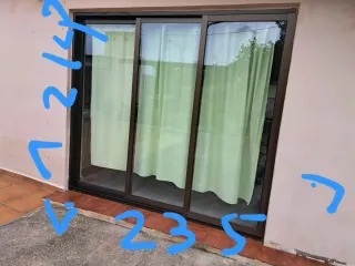 Balconera 3 hojas correderas bronce