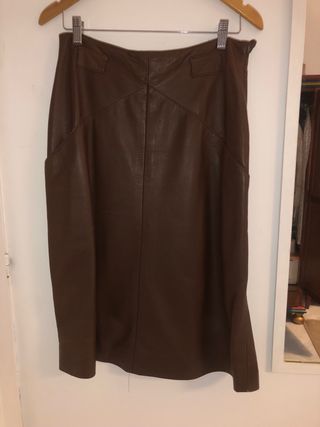 Falda vintage años 70 auténtico cuero mujer