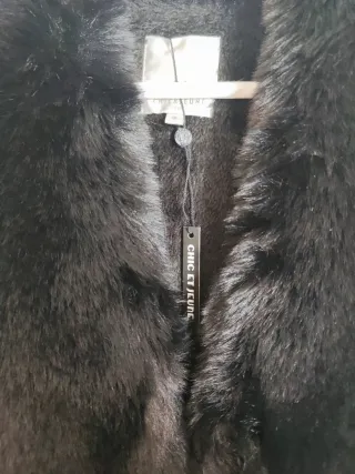 Abrigo de piel sintética negro, estilo Penny Lane.