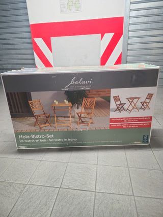 Set Tavolo Pieghevole con 2 Sedie in Legno