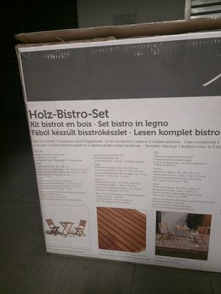 Set Tavolo Pieghevole con 2 Sedie in Legno