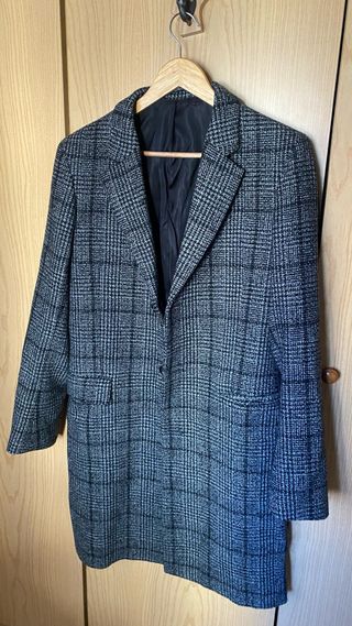 Abrigo de cuadros gris hombre