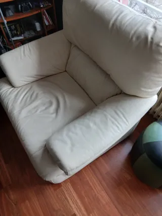 Poltrona Singola Beige in Pelle