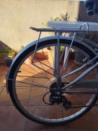 Bicicleta Monty plateada con cesta