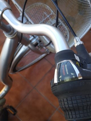 Bicicleta Monty plateada con cesta
