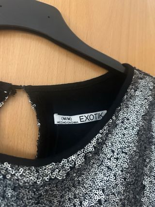 Top lentejuelas negro y plateado