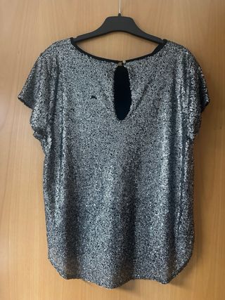 Top lentejuelas negro y plateado