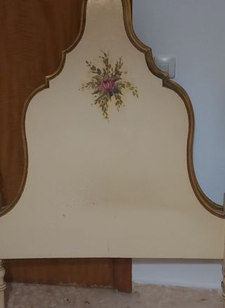 Pareja Cabeceros Vintage Madera Maciza Policromada