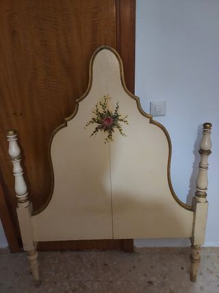 Pareja Cabeceros Vintage Madera Maciza Policromada