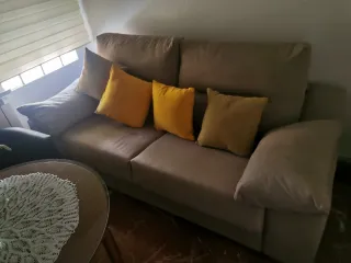 Sofá Cama Beige y Amarillo