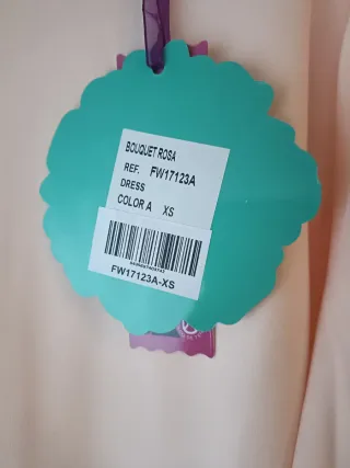 Vestido floral beige y rosa Talla XS