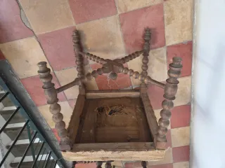 2 Banquillos Antiguos Madera Tapizado