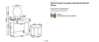 Tocador Beliani con espejo y taburete (LED).