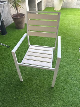 Sedie da giardino in metallo e legno, 6 unità