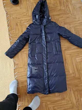 Cazadora larga acolchada azul