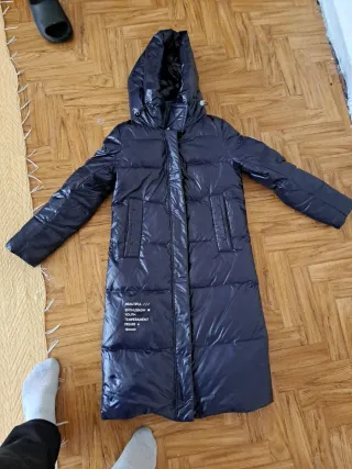 Cazadora larga acolchada azul