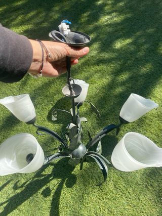 Lámpara de techo de cristal y metal