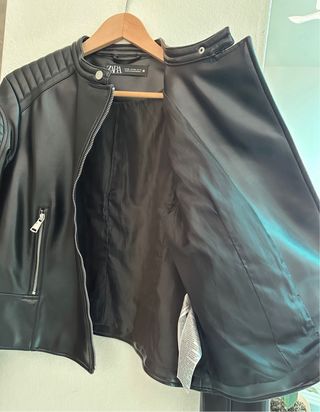 Cazadora Zara Negra Mujer polipiel