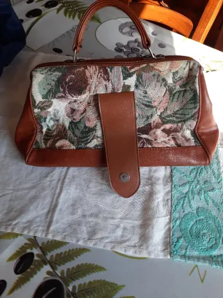 Borsa vintage tessuto e ecopelle