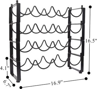 Scaffale per vino impilabile in metallo e legno