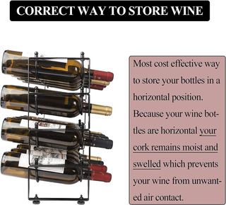 Scaffale per vino impilabile in metallo e legno