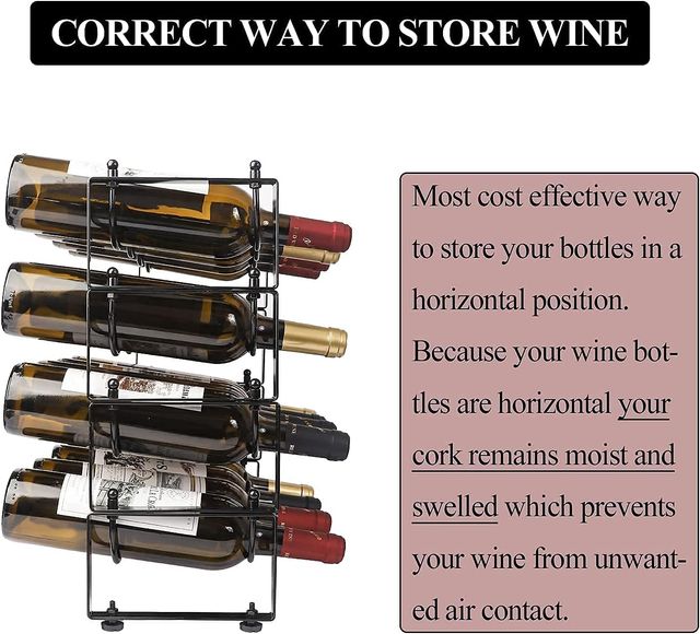 Estante de vinho empilhável metal madeira