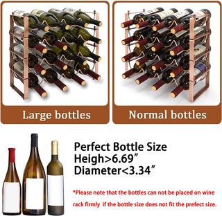 Scaffale per vino impilabile in metallo e legno