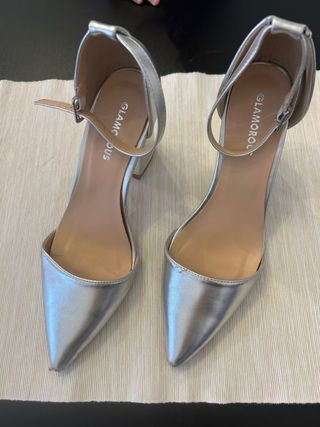 Scarpe Glamorous Argento Tacco Punta Aperta