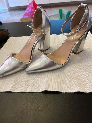 Scarpe Glamorous Argento Tacco Punta Aperta