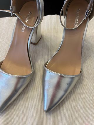 Scarpe Glamorous Argento Tacco Punta Aperta