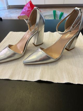 Scarpe Glamorous Argento Tacco Punta Aperta
