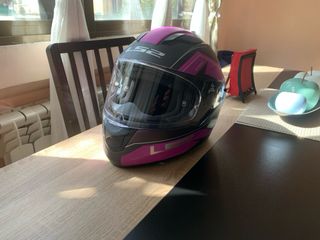 Casco Moto LS2 Negro y Rosa talla M