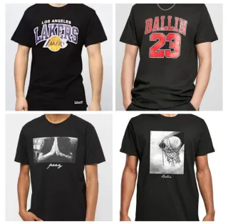 Lote 4 camisetas negras estampadas 100% algodón XL