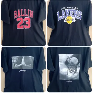 Lote 4 camisetas negras estampadas 100% algodón XL