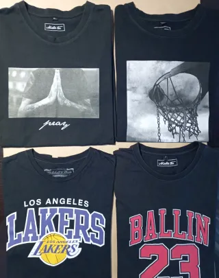 Lote 4 camisetas negras estampadas 100% algodón XL