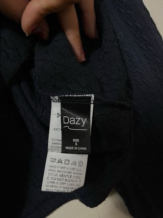 Crop top manga larga azul marino