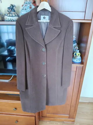 Abrigo Punto Roma paño marrón señora,