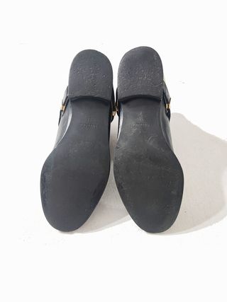 Uterqüe/ Botines planos correas cuero negro nº38
