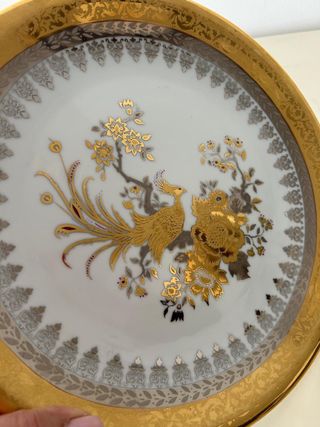 Plato de porcelana fina con oro Artlynsa