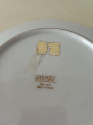 Plato de porcelana fina con oro Artlynsa