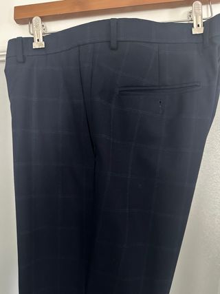 Pantalón de vestir cuadros azul Zara Talla 42