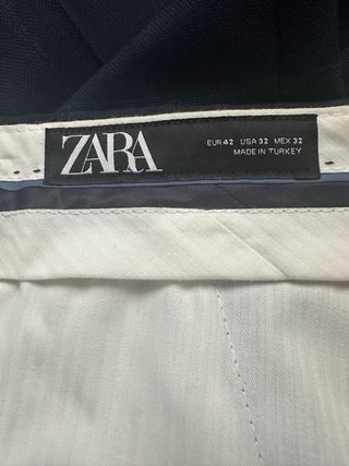 Pantalón de vestir cuadros azul Zara Talla 42