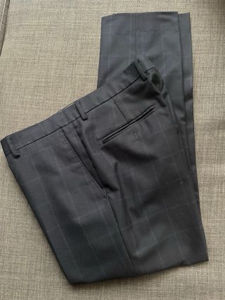 Pantalón de vestir cuadros azul Zara Talla 42