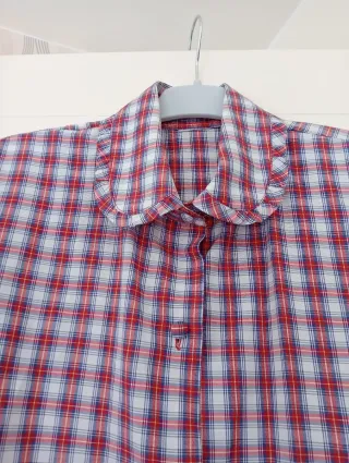 Blusa cuadros señora manga larga