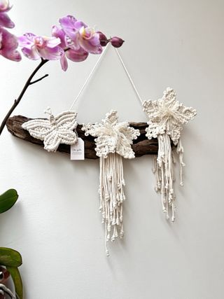 Painel Macramé Artesanal Madeira