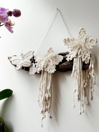 Painel Macramé Artesanal Madeira