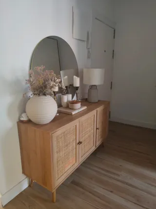 Aparador 3 puertas madera y ratán