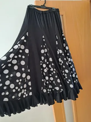 Falda flamenca negra con lunares blancos Talla XL