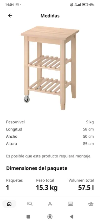 Mesa Auxiliar Camarera Ikea Madera